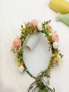 1 件裝女式新款人造花皇冠,帶滿天星和可調式頭帶,非常適合拍攝、節日和表演