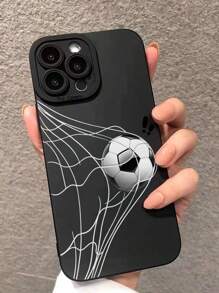 足球画黑色直边相机保护防摔印花卡通外壳兼容 iPhone、三星、华为、小米系列 - 兼容 iPhone 15 Pro Max、13、14、11、12、XS、三星 A134G、A22、A21S、A514G、A52、S22 Ultra、A335G、Redmi 10、Redmi Note 11 4G、Redmi 11 Lite 和小米 A53 - 彩色 - 查看 1