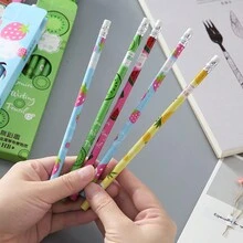 12入組水果造型鉛筆,可愛文具,兒童禮物,獎品,繪畫,卡通書寫,學生學習用品 - 綠色 - 查看 3