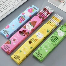12入組水果造型鉛筆,可愛文具,兒童禮物,獎品,繪畫,卡通書寫,學生學習用品 - 綠色 - 查看 2