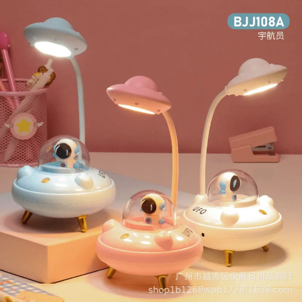 lámpara de astronauta mesa de luz nocturna, luz de lectura, protección ocular espacial, Usb, multiengranaje, regalo para estudiantes - Azul - Ver 1