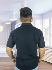 Men Polo Shirts - 黑色 - 查看 3