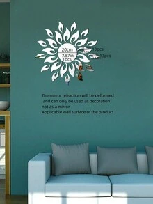 1set Sun Shaped Mirror Wall Sticker - Silver - View 3