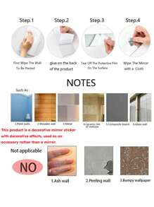 6入組月亮和星形鏡子牆貼