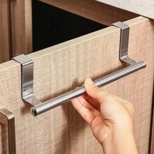 Towel Rack Over Door Towel Bar Hanging Holder Stainless Steel Bathroom Kitchen Cabinet Towel Rag Rack - Silver - View 3