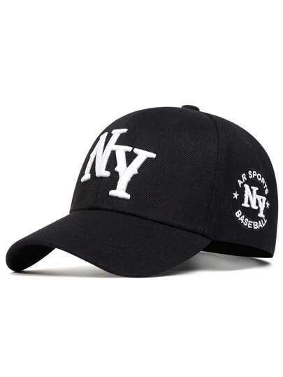  1pc Men's Fashionable Alphabet Embroidery Baseball Cap, New York, Sun Protection And Adjustable, Suitable For Traveling, Parties And Beach Activities In Spring And Autumn Street