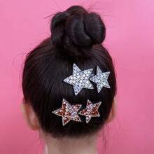 2入組兒童劍魚夾和寶寶女孩可愛的鑲有水鑽的星形髮夾,髮飾
