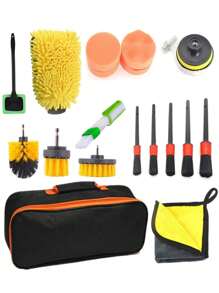 20入組汽車清潔刷套裝,細節刷、洗手套、電鑽刷工具,適用於汽車清潔