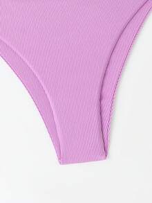 Bộ Bikini 2023 Mới Bộ Bikini Gợi Cảm Màu Trơn Nữ Thời Trang Bộ Bikini Đồ Bơi, 2 Bãi Biển Mùa Hè - Màu tím - Xem 9
