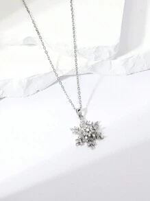 1 件可旋轉雪花吊墜項鍊時尚百搭女士鎖骨鍊節日禮物裝飾 - 彩色 - 查看 8