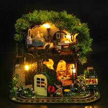 3d拼圖模型建築套件,diy手工制作的有家具的玩具屋,木工藝品家居裝飾,適用於客廳、臥室,具創意的感恩節和聖誕禮物 - 彩色 - 查看 3