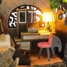 3d拼圖模型建築套件,diy手工制作的有家具的玩具屋,木工藝品家居裝飾,適用於客廳、臥室,具創意的感恩節和聖誕禮物 - 彩色 - 查看 8