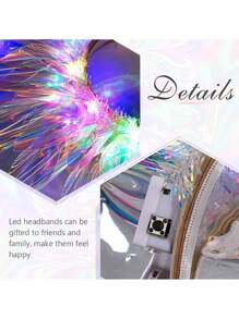 發光頭帶LED發光髮箍激光發光髮帶閃光頭飾假日狂歡夜店服飾派對髮飾女士和女孩街頭必備 - 彩色 - 查看 6