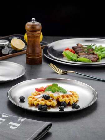 Stainless Steel Korean Bbq Grill Plate, Fruit & Snack Tray, Jewelry Organizer, Buffet Dinner Plate, Multiple Sizes 5.5-15.7Inch,Kitchen,Christmas Gift