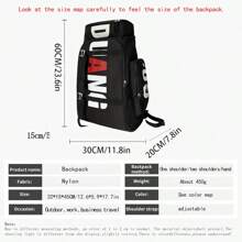 1入組黑/綠/白防水尼龍背包,帶有字母圖案拉鍊,適合旅行、徒步旅行、運動、滑板、滑雪用,適用於滑雪之旅和其他活動的男女適用背包,可以當作健身房袋、運動袋、體育袋、訓練袋、健身袋、男女裝配件的運動包 - 白色 - 查看 4