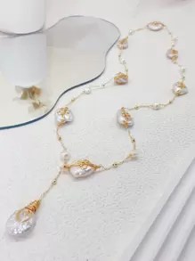 1 件优雅人造珍珠装饰项链，适合女士夏季假期 - 彩色 - 查看 13