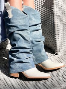 BOTA VAQUERA ESTILO COWBOY CON CAPA EFECTO ARRUGA - Albaricoque - Ver 4
