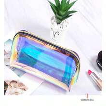 1個交響激光半圓形化妝包,大容量方便休閒收納包,洗漱包外殼化妝包,高度定制 - 淺藍色 - 查看 1