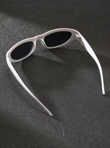 1 件时尚 Y2k 复古超大时尚眼镜，男女皆宜，适合户外运动、驾驶、旅行和夏季海滩休闲太阳镜配饰海滩配饰眼镜太阳镜街头风格，适合毛衣夹克运动衫连帽衫皮裤和工装裤 - 白色 - 查看 3