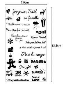 6入組膠面黑色聖誕氣氛圖案暫時性刺青貼紙,包括聖誕帽、雪人、聖誕樹、雪花。祝您聖誕快樂! - 黑色 - 查看 4