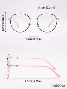 1 件复古眼镜框，韩式多边形金属爪饰纯色玻璃 - 黑色 - 查看 6