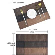2入組編織乙烯基桌墊,厚款耐熱餐桌墊,pvc材質,耐水不褪色,適用於餐桌和廚房 - 咖啡棕 - 查看 2