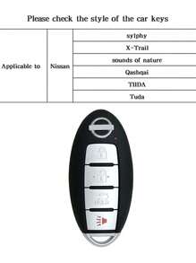 豪華男女時尚編織鑰匙圈 + 銀色和黑色防摔鑰匙圈外殼適用於 Nissan/infiniti Qx50l/qx60/qx59/q70l/x-trail/sylphy/teana/tiida/bluebird - 銀色 - 查看 8