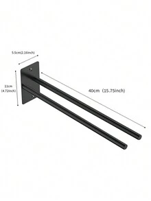 1入不鏽鋼毛巾架,適用於擺放毛巾、浴巾和洗漱用品,適用於浴室,多功能架子 - 黑色 - 查看 2