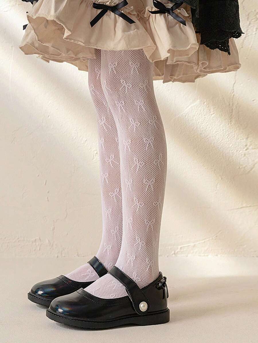 1條幼兒女童薄款夏季連褲襪,適合2-12歲嬰兒穿著,可搭配裙子或短褲,款式可愛 - 白色 - 查看 1