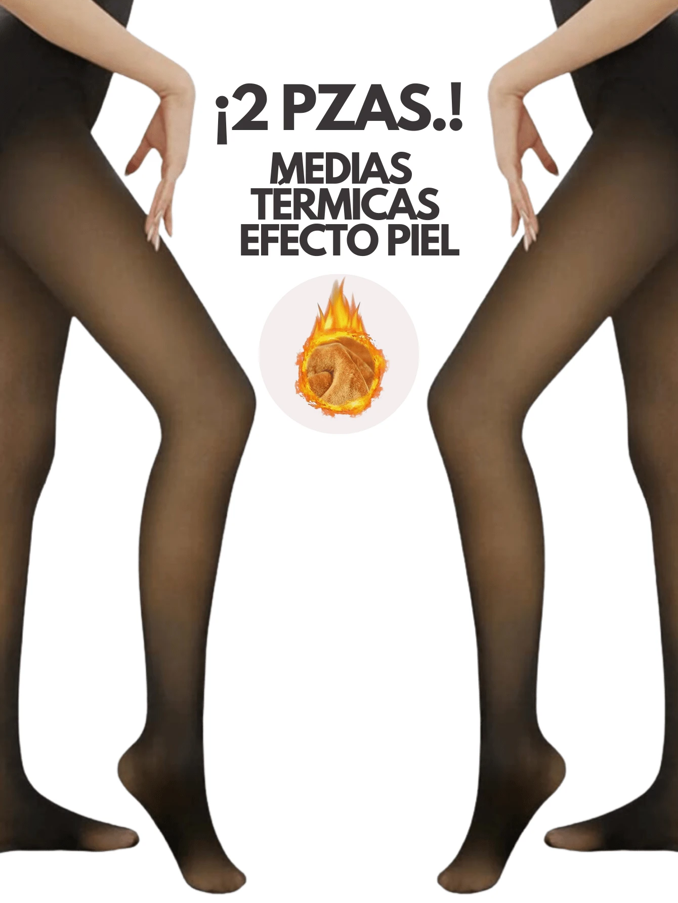 2 piezas, Medias térmicas mujer. Mallas térmicas. Mallas afelpadas. Medias calientes talla grande afelpada y térmica efecto piel. Mallas térmicas Mallas calientes Mallas L translúcidas para lluvias e invierno en color negro. - Negro - Ver 1