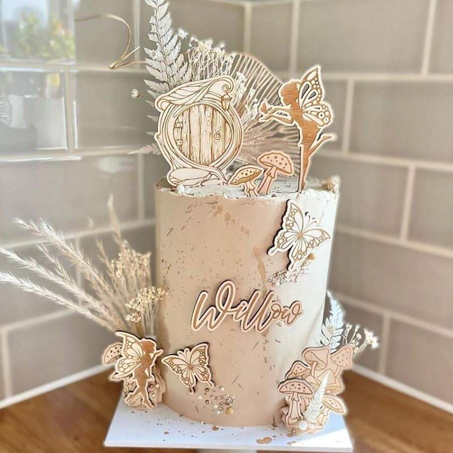 11入組空心蝴蝶蛋糕插頭,仙女蛋糕頂級裝飾品,女孩生日派對裝飾頂級裝飾品,婚禮仙女生日派對裝飾,蝴蝶墻貼裝飾混合風格