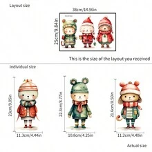 3入組可愛動物風格家居裝飾牆貼,適用於客廳臥室,兒童房裝飾用