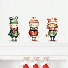 3入組可愛動物風格家居裝飾牆貼,適用於客廳臥室,兒童房裝飾用