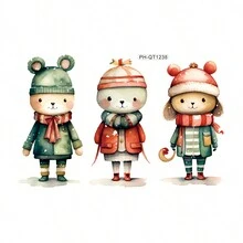 3入組可愛動物風格家居裝飾牆貼,適用於客廳臥室,兒童房裝飾用