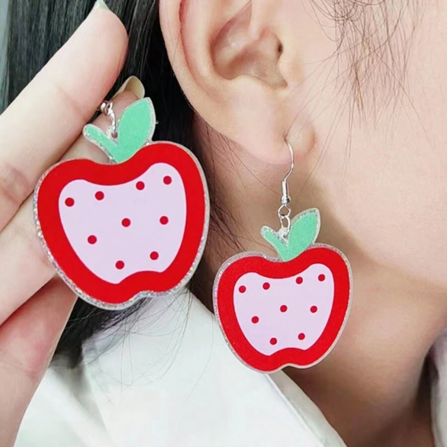 1 對女式教師節耳環,壓克力材質更美觀,銀別針更安全