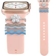 5pcs/Set Universal Silicone Watch Band Decorative Ring Compatible With Apple Watch Bands - Silver - View 5