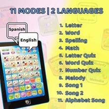 Máquina de aprendizaje de idiomas en Español, juguete educativo para niños, habla de música, máquinas de lectura del alfabeto en Español, 1 - Multicolor - Ver 4