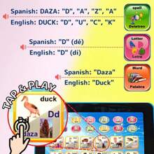 Máquina de aprendizaje de idiomas en Español, juguete educativo para niños, habla de música, máquinas de lectura del alfabeto en Español, 1 - Multicolor - Ver 5