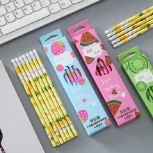 12入組水果造型鉛筆,可愛文具,兒童禮物,獎品,繪畫,卡通書寫,學生學習用品 - 綠色 - 查看 7