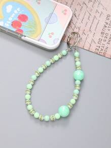 De Teléfono Con Cuentas Sólidas De Ab Con Colorido Y Tarjeta Transparente - Verde - Ver 1