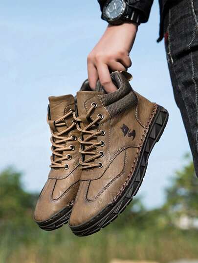 Boots Men Men Solid Color Simple Side Zipper Socks Mouth Elegant Sports Personalized Handsome Fashion Solid Color Round Toe Flat Strap Rubber Soles High Top Boots Casual Outdoor Mountaineering Vacation Spring Summer Fall Winter Men Men Snow Boots Mountaineering Boots Outdoor Hunting Boots Black Brown Green