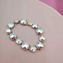 1個女性誇張玻璃鋯石手鍊,適用於婚禮和晚宴派對 - 彩色 - 查看 1