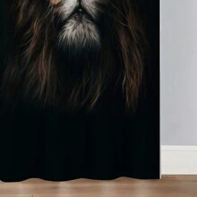 2pcs Lion Print Curtain - Multicolor - View 3