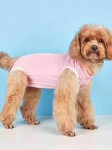 1入組純色寵物結紮/手術後恢復/護理/繁殖預防軟貼身舒適套裝，適用於小型犬和貓 - 粉色 - 查看 6