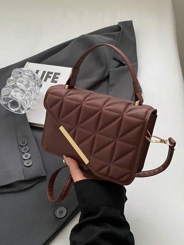 Vintage &Retro Bag Mini Fashionable Diamond Pattern Pressed Handbag