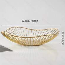 1pc Lace Decor Fruit Basket - Gold - View 3