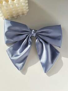 1 个蓝色蝴蝶结发夹，优雅缎面头饰，布艺发饰，简约风格发夹，适合女士和女孩休闲爪夹发夹发夹 - 淺藍色 - 查看 2