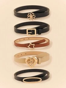 5 件套黑色皮带，蝴蝶和心形合金扣，白色皮带，优雅 U 型扣细腰带，适合正装、时尚、百搭休闲、通勤、礼物 - 彩色 - 查看 8