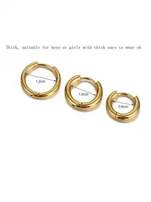 1 Set Stainless Steel Hoop Earrings, Boho Style Gold/Silver Earrings Jewelry, Simple Design Suitable For Men And Women Daily Wear