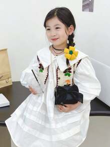 纯色蝴蝶结儿童单肩包，迷你 pu 包带蝴蝶结装饰和链条肩带，可爱女孩钱包，适合户外活动和隔层 - 黑色 - 查看 6